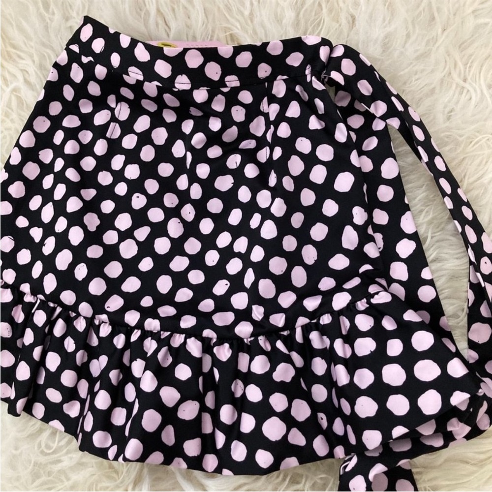 Tanya Taylor Daphne Polka Dot Flounce Ruffle Mini Skirt in Black & Pink - NWT - Picture 10 of 12